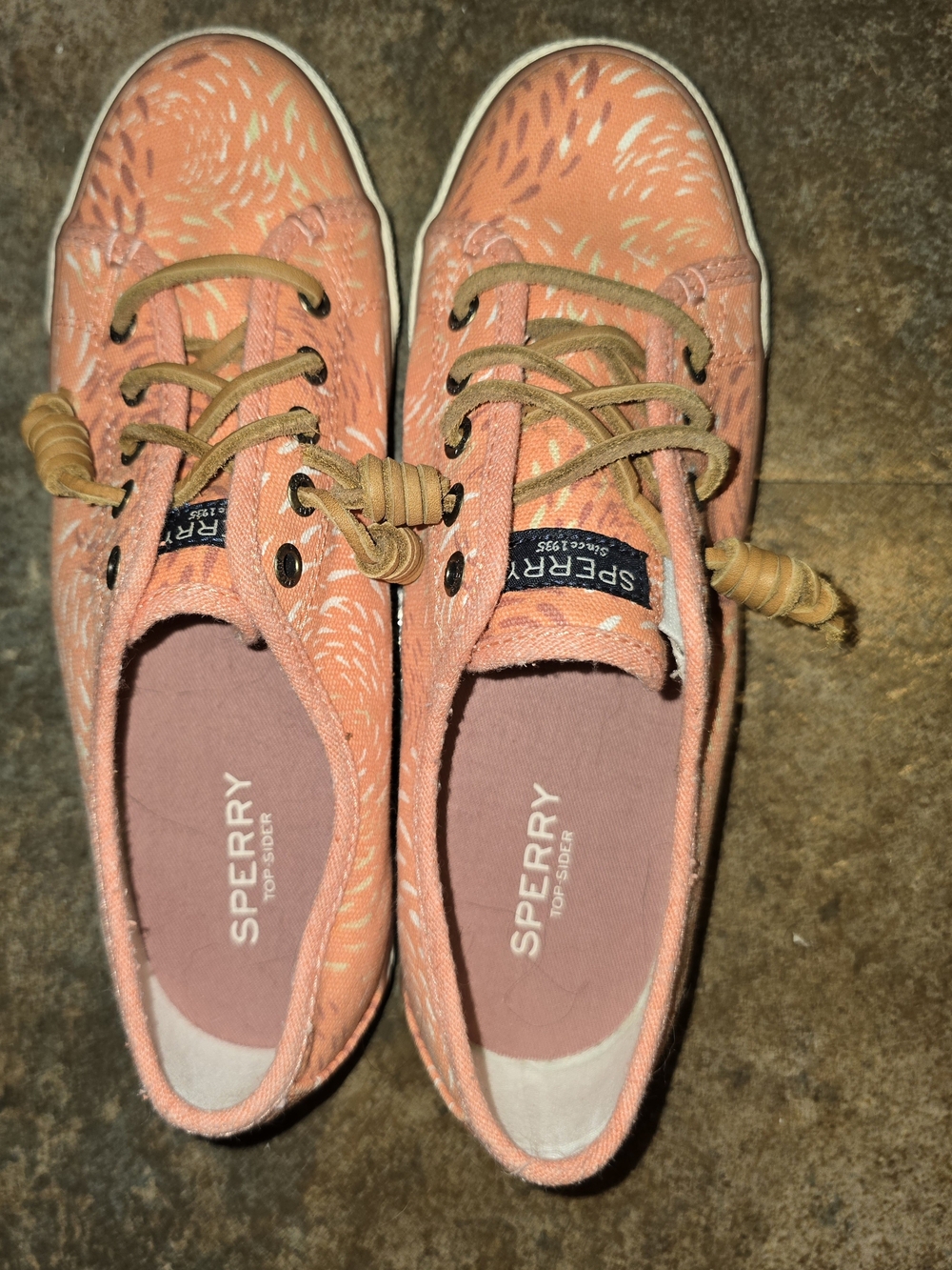 Sperry Women’s Top Sider Shoes Seacoast Sneakers Orange Canvas Low Size 7